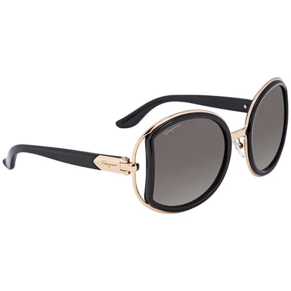 NBIB SALVATORE FERRAGAMO 52mm Oversized Sunglasses Black/Gold main image 4